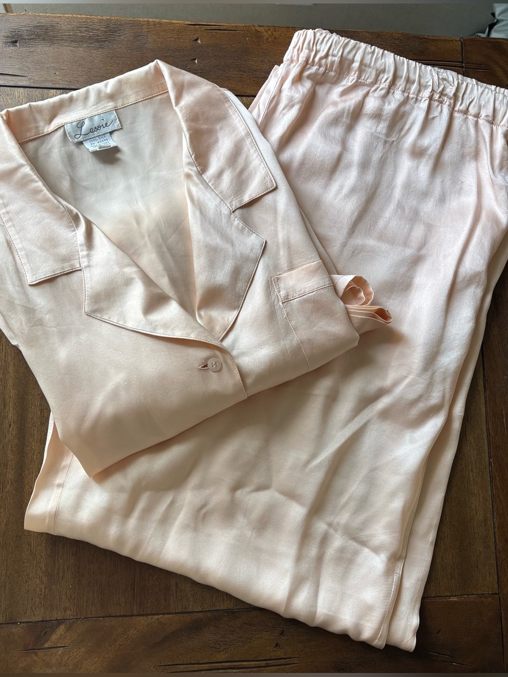Women's Silk Pajama Set - Apricot
